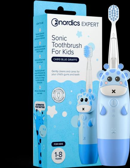 Produktbild Nordics Schallzahnbürste Ca910 für Kinder, blaue Giraffe (Schallzahnbürste)