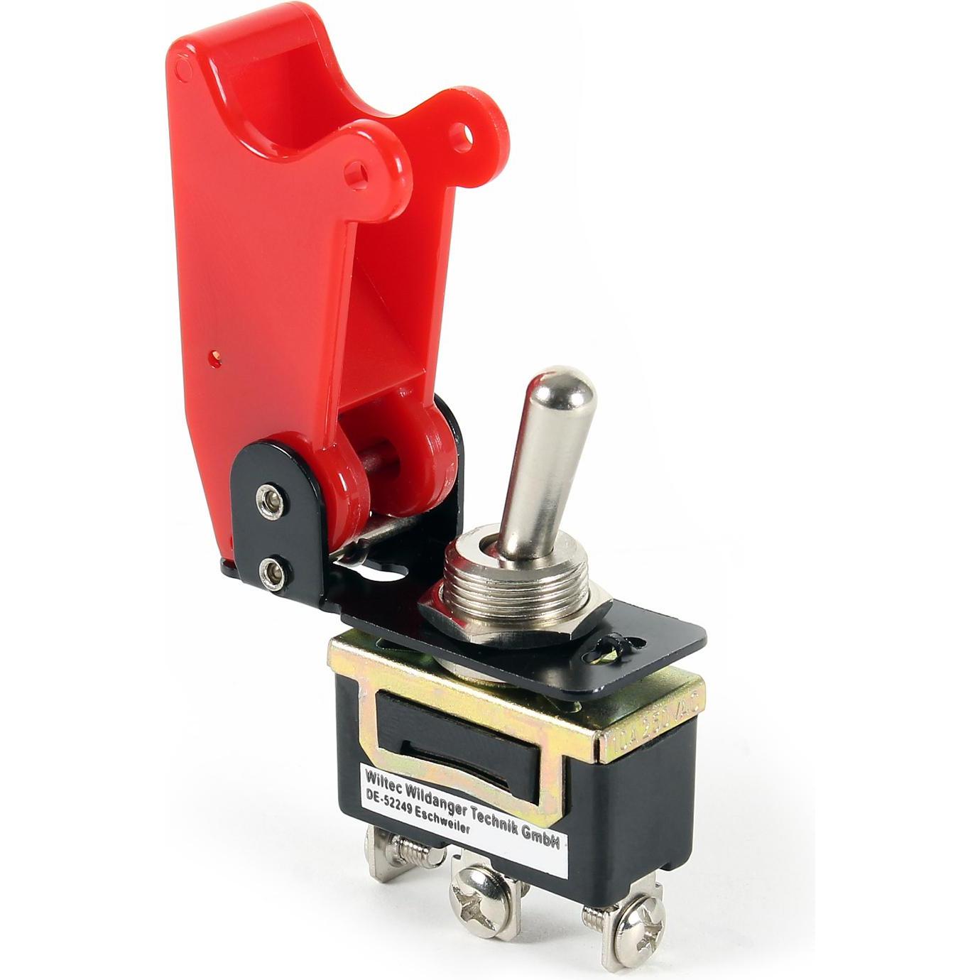 Thumbnail - Wiltec Kill Switch ON-OFF-ON Notausschalter 12V 35A Kippschalter rote Kappe, Taster + Schalter, Rot