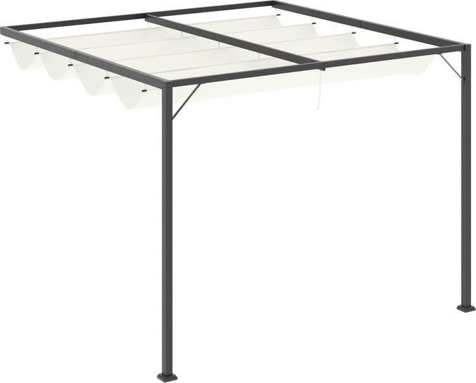 Actual product image Swisshandel24 Pergola gazebo 3x3m garden gazebo BBQ gazebo with fabric roof weatherproof metal polyester cream (300 cm, 300 cm)