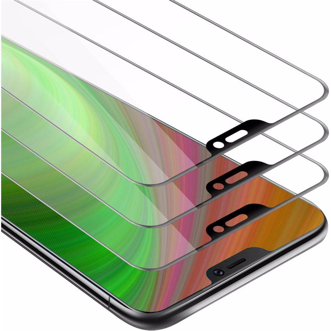 Cadorabo Vollbild Displayschutzglas (3 Stück, Vivo V9), Smartphone Schutzfolie, Schwarz