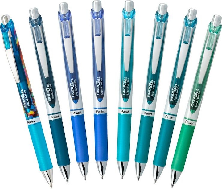 Produktbild Pentel EnerGel (Nachtblau, Blau, Aqua, Cyan, Blaugrün, 8 x)