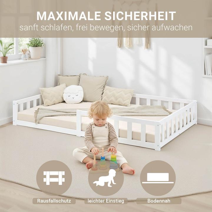Immagine prodotto Homestyle4u Kinderbett mit Matratze & Lattenrost Rausfallschutz (120 x 200 cm)