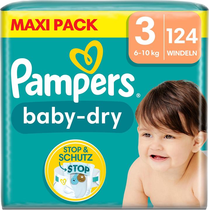 Image du produit Pampers Baby-Dry (Taille 3, Pack semi-mensuel, 124 pièce(s))