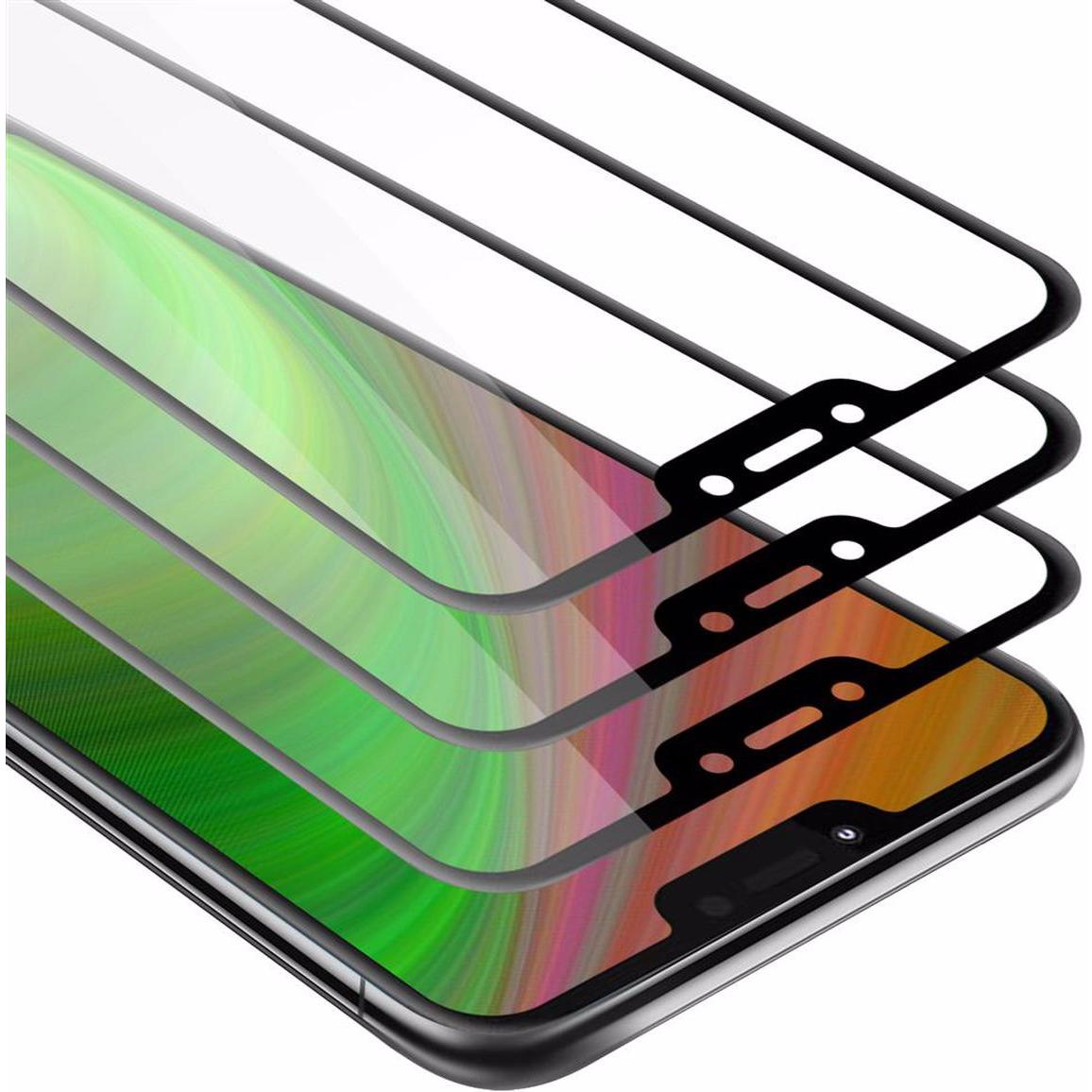 Cadorabo Vollbild Displayschutzglas (3 Stück, Motorola Moto G7 Power), Smartphone Schutzfolie, Schwarz