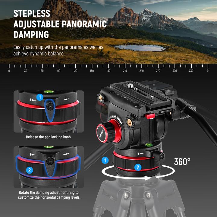 Actual product image Neewer Professional Video Tripod With Adjustable Fluid Head