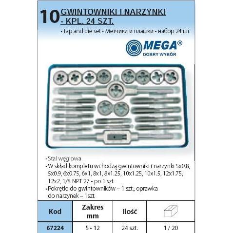 Thumbnail - Proline, Gewindeschneider + Gewindebohrer, Satz Gewindebohrer und Matrizen 5-12 mm Stk. 24 Kassetten