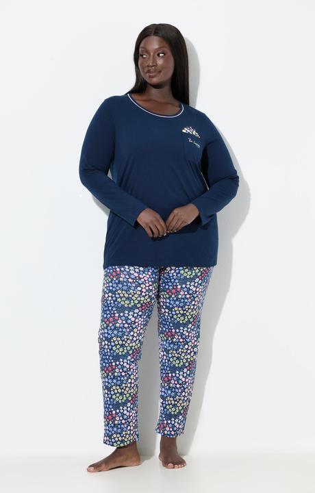 Produktbild Ulla Popken Pyjama, Blüten, Rundhals, Langarm (58)