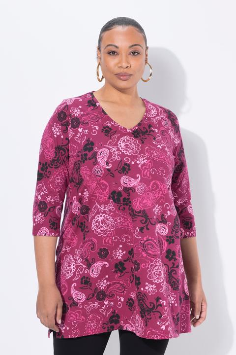 Produktbild Ulla Popken Longshirt, A-Linie, V-Ausschnitt, 3/4-Arm (58)