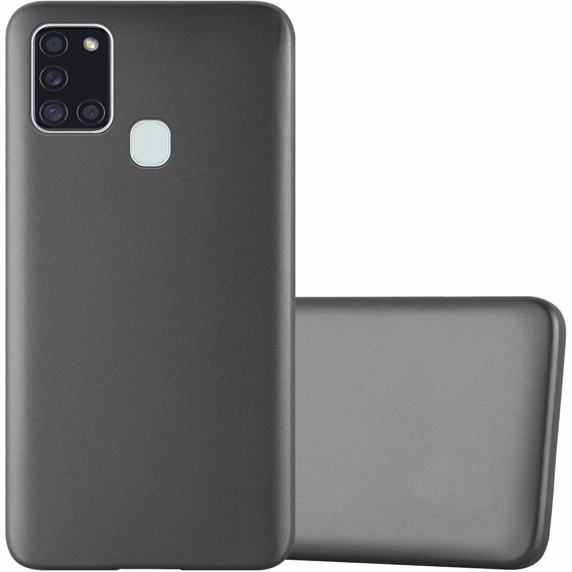 Cadorabo TPU Matt Metallic Cover (Samsung Galaxy A21s), Smartphone Hülle, Grau