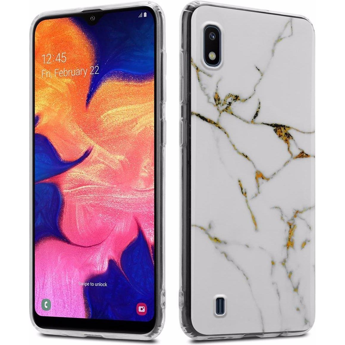 Cadorabo IMD TPU Bunter Marmor Cover (Samsung Galaxy M10, Samsung Galaxy A10), Smartphone Hülle, Weiss