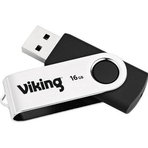 Viking USB-Stick Ativa OFD1076087 16 GB Schwarz, Silber (16 GB, USB 2.0), USB Stick, Schwarz, Silber