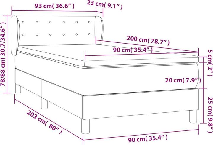 Image du produit vidaXL Boxspringbett (90 x 200 cm)