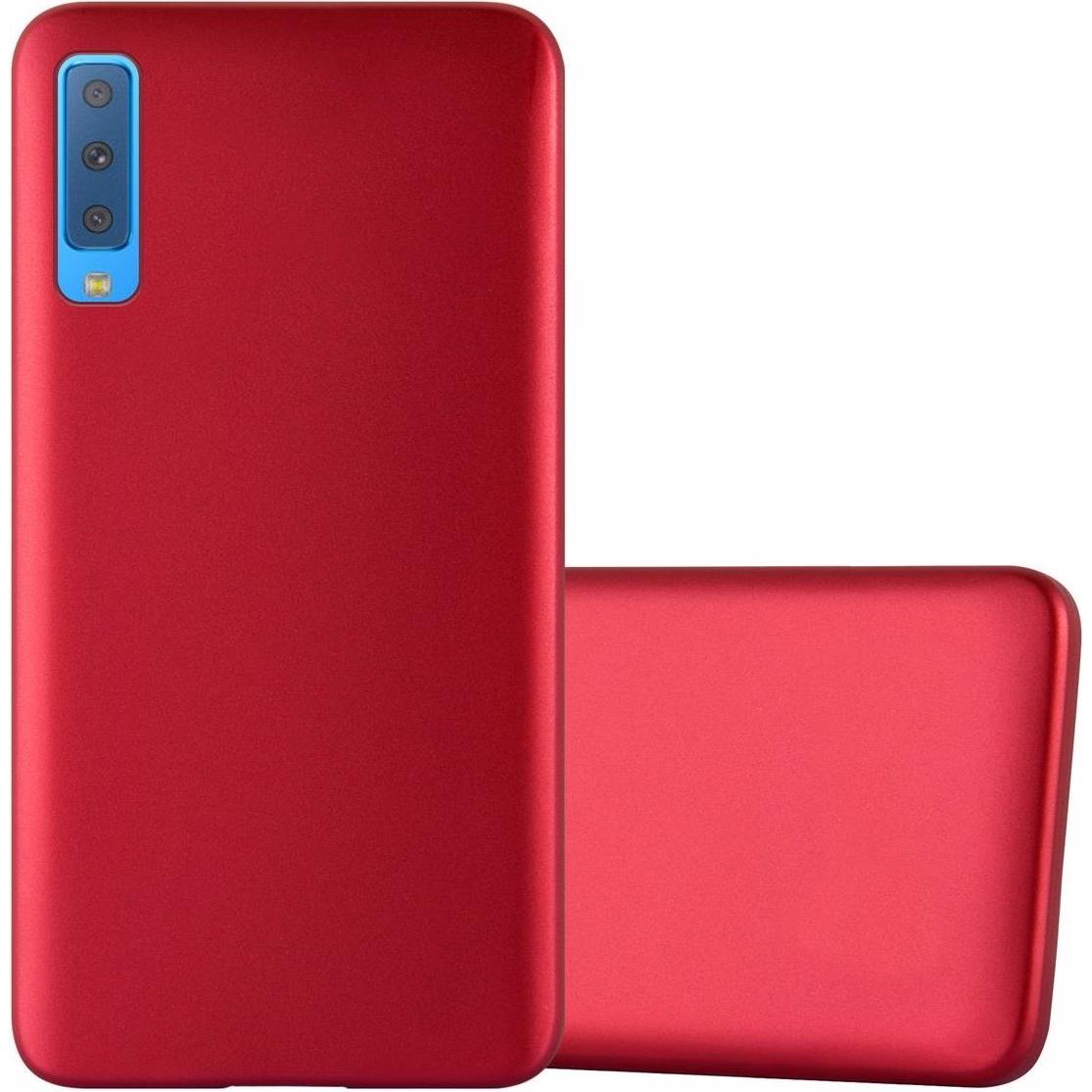 Cadorabo TPU Matt Metallic Cover (Samsung Galaxy A7 (2018)), Smartphone Hülle, Rot