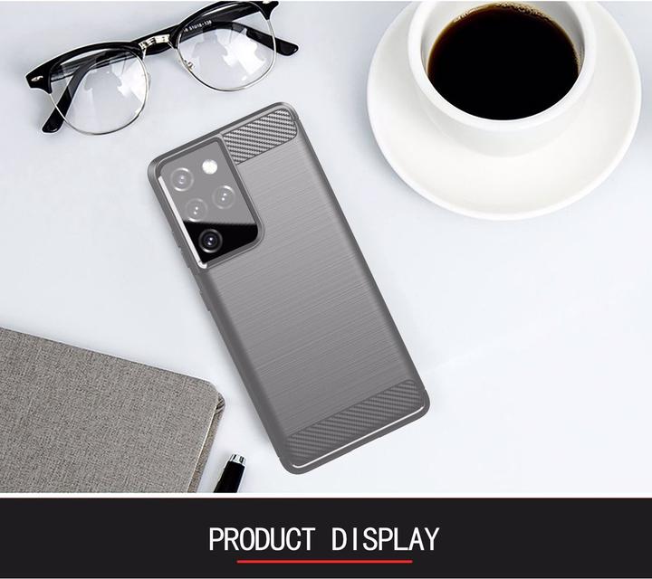 Actual product image Cadorabo TPU Ultra Slim carbon stainless steel Combi Cover (Samsung Galaxy S21 Ultra)