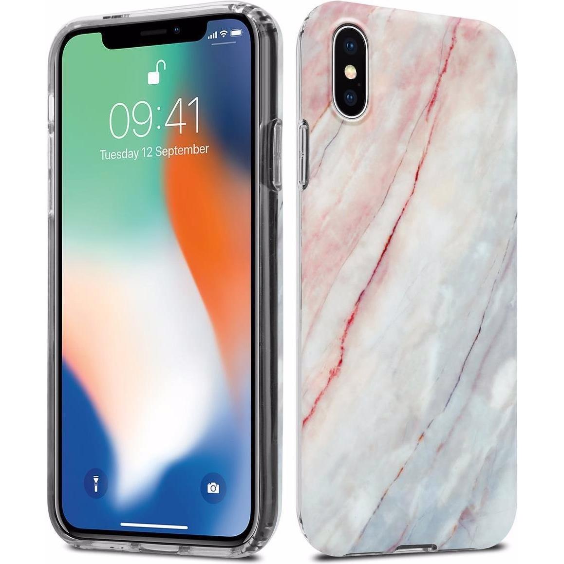 Cadorabo IMD TPU Bunter Marmor Cover (Apple iPhone XS Max), Smartphone Hülle, Rosa