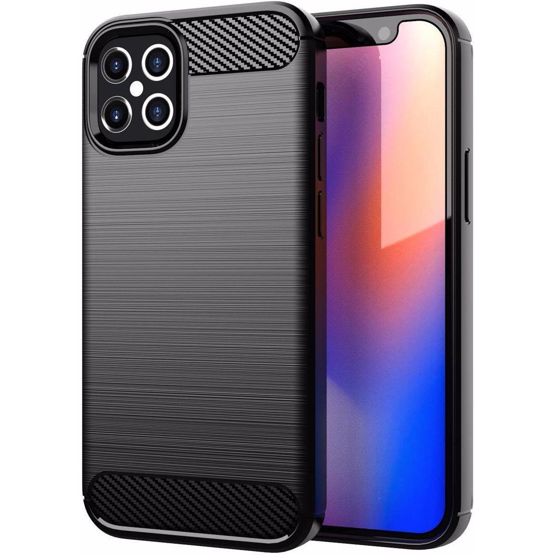 Thumbnail - Cadorabo TPU Ultra Slim carbon edelstahl Kombi Cover (Apple iPhone 12 Pro Max), Smartphone Hülle, Schwarz