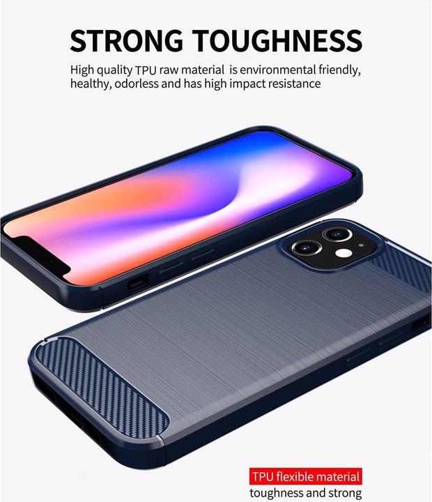 Produktbild Cadorabo TPU Ultra Slim carbon edelstahl Kombi Cover (Apple iPhone 12 mini)