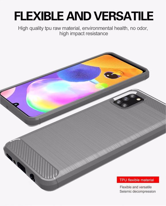 Actual product image Cadorabo TPU Ultra Slim carbon stainless steel Combi Cover (Samsung Galaxy A31)