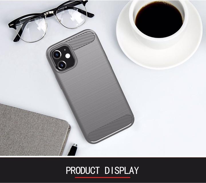 Actual product image Cadorabo TPU Ultra Slim carbon stainless steel Combi Cover (Apple iPhone 12 mini)