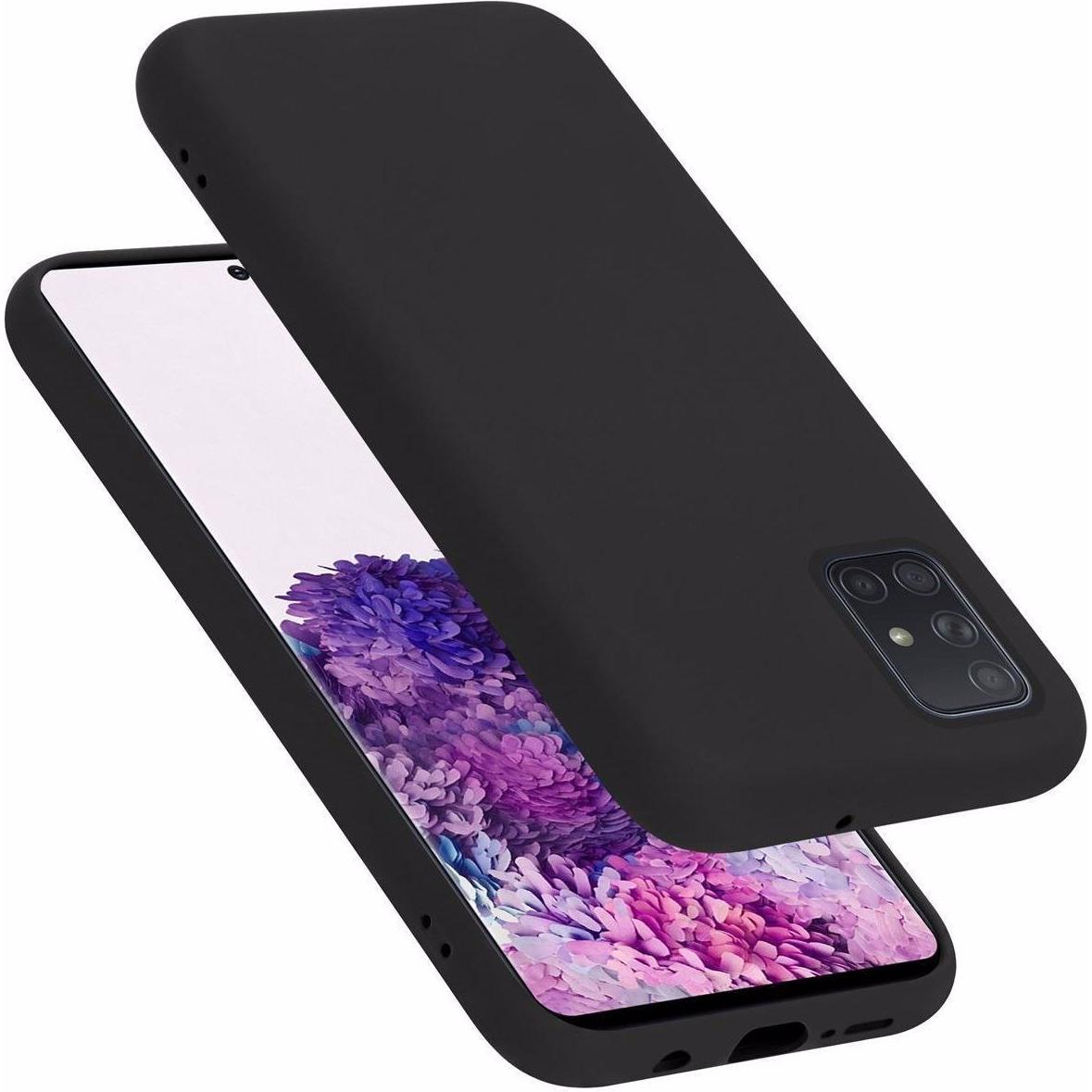 Cadorabo TPU Liquid Silicone Case Cover (Samsung Galaxy A51 5G), Smartphone Hülle, Schwarz