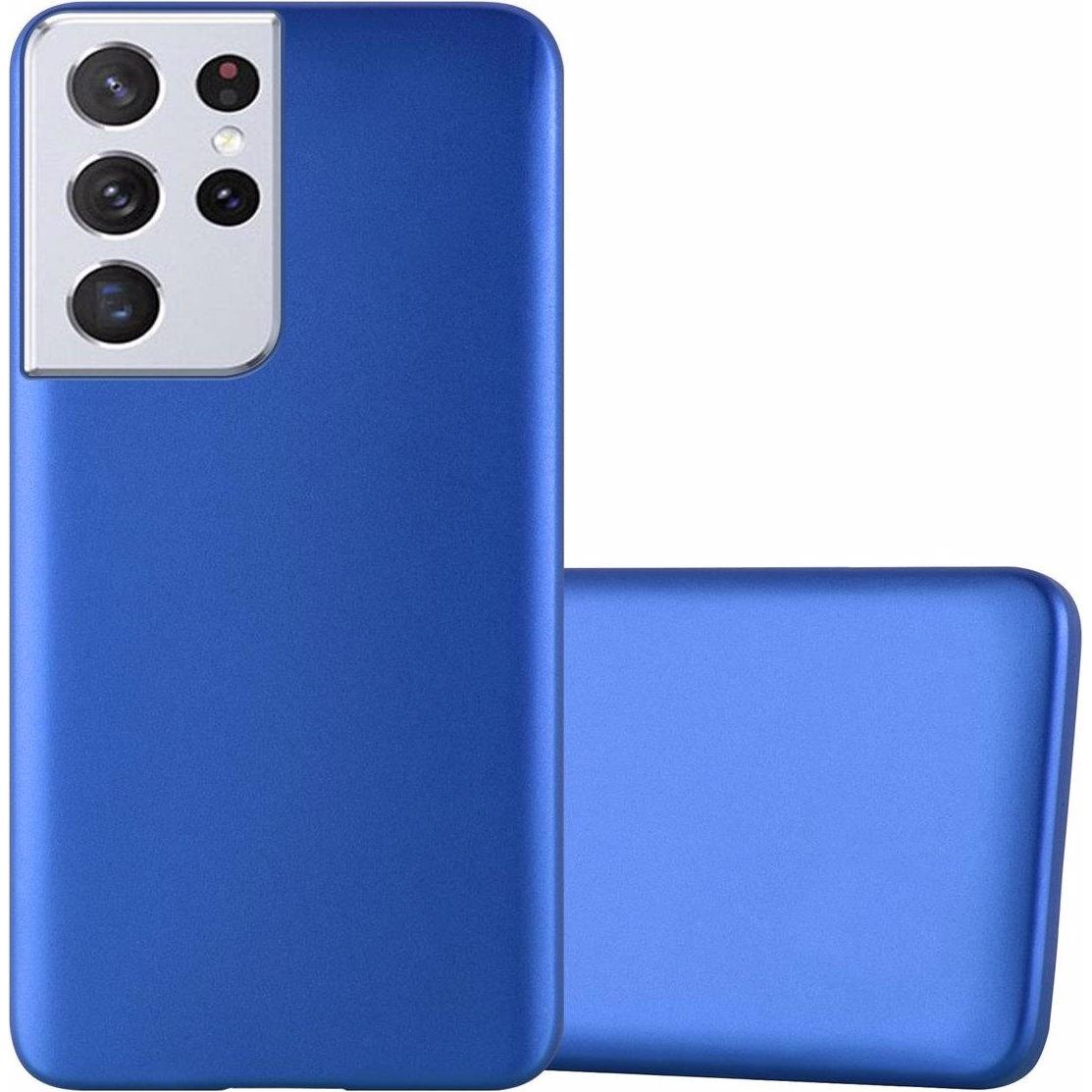 Cadorabo TPU Matt Metallic Cover (Samsung Galaxy S21 Ultra), Smartphone Hülle, Blau