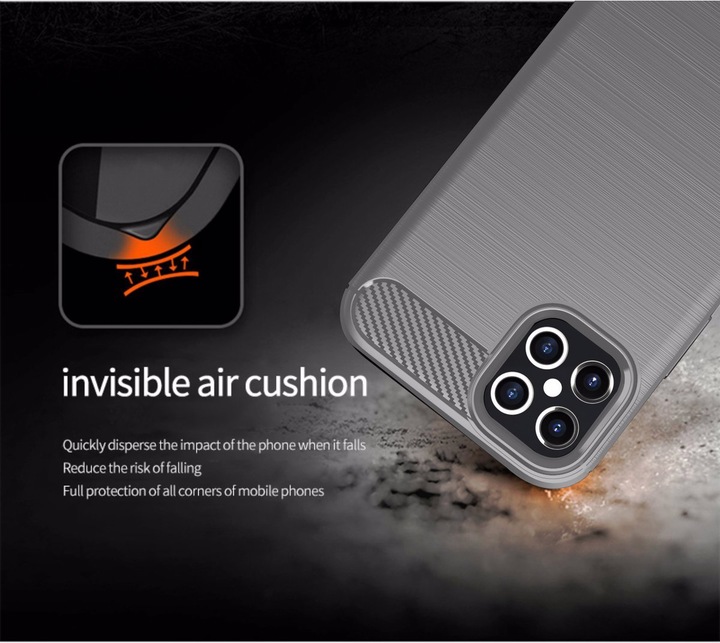 Immagine prodotto Cadorabo TPU Ultra sottile in acciaio inossidabile al carbonio Combi Cover (Apple iPhone 12, Realme 12 Pro+)