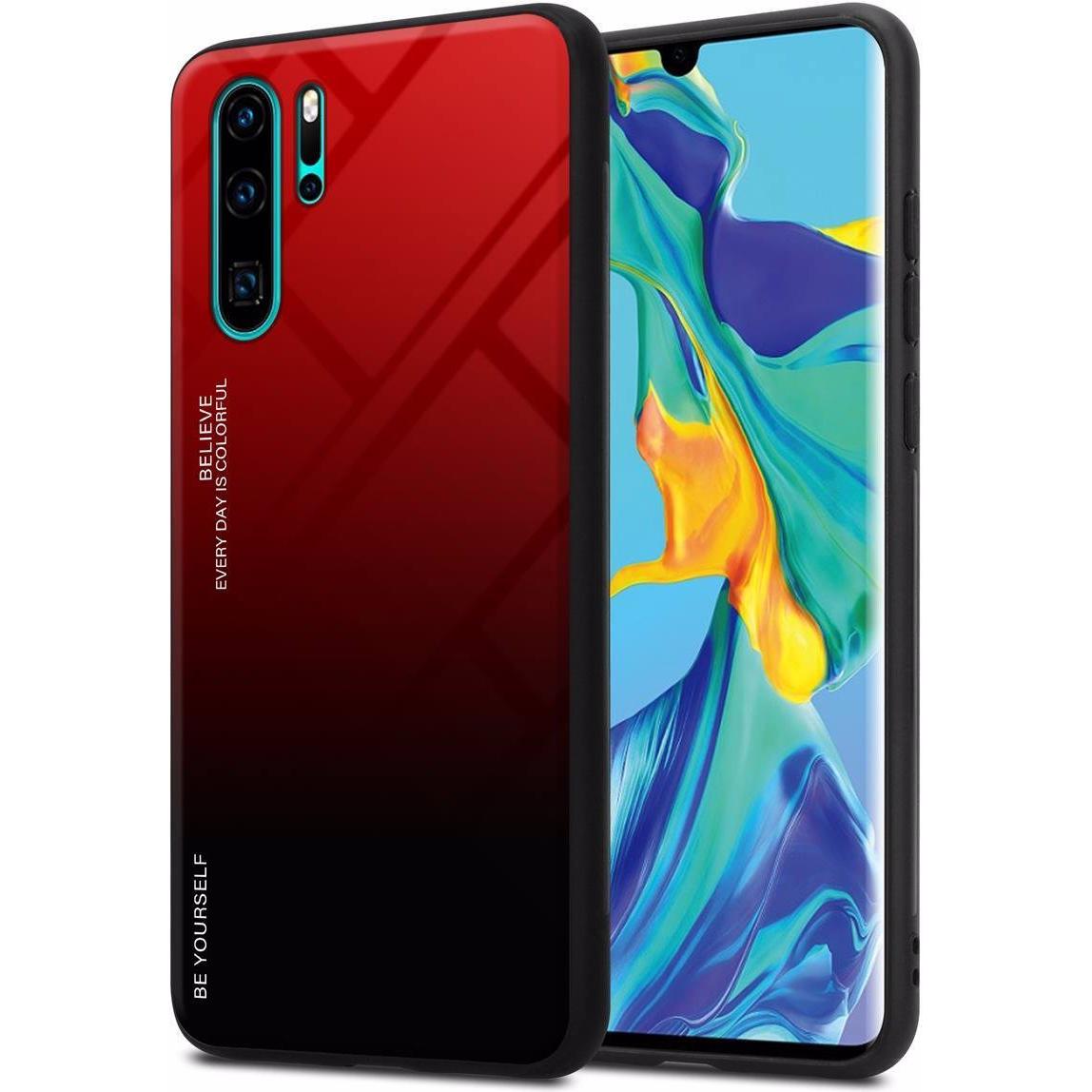 Cadorabo TPU 2 Farben Glas Cover (Huawei P30 Pro), Smartphone Hülle, Schwarz