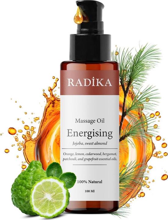 Productafbeelding Radika Massageöl, Energetisierendes Massage-Öl, 100% Rein, BIO, natürlich, 100 ml (100 ml)