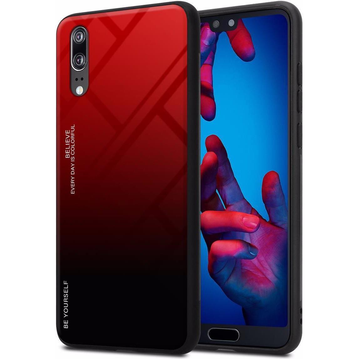 Cadorabo TPU 2 Farben Glas Cover (Cubot P20), Smartphone Hülle, Schwarz