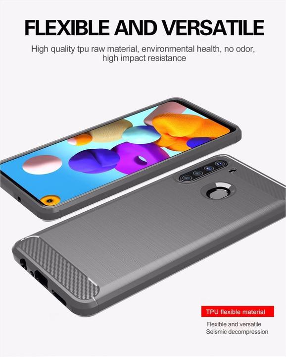 Actual product image Cadorabo TPU Ultra Slim carbon stainless steel Combi Cover (Samsung Galaxy A21)