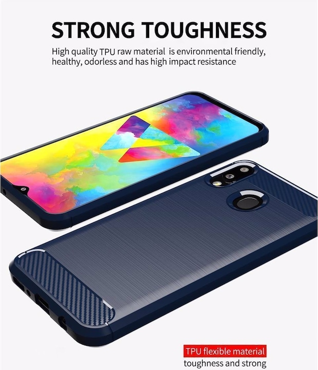 Produktbild Cadorabo TPU Ultra Slim carbon edelstahl Kombi Cover (Samsung Galaxy A20, Samsung Galaxy M10s, TCL A30)