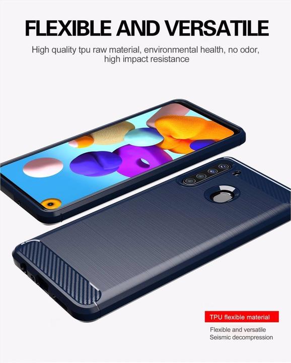 Actual product image Cadorabo TPU Ultra Slim carbon stainless steel Combi Cover (Samsung Galaxy A21)