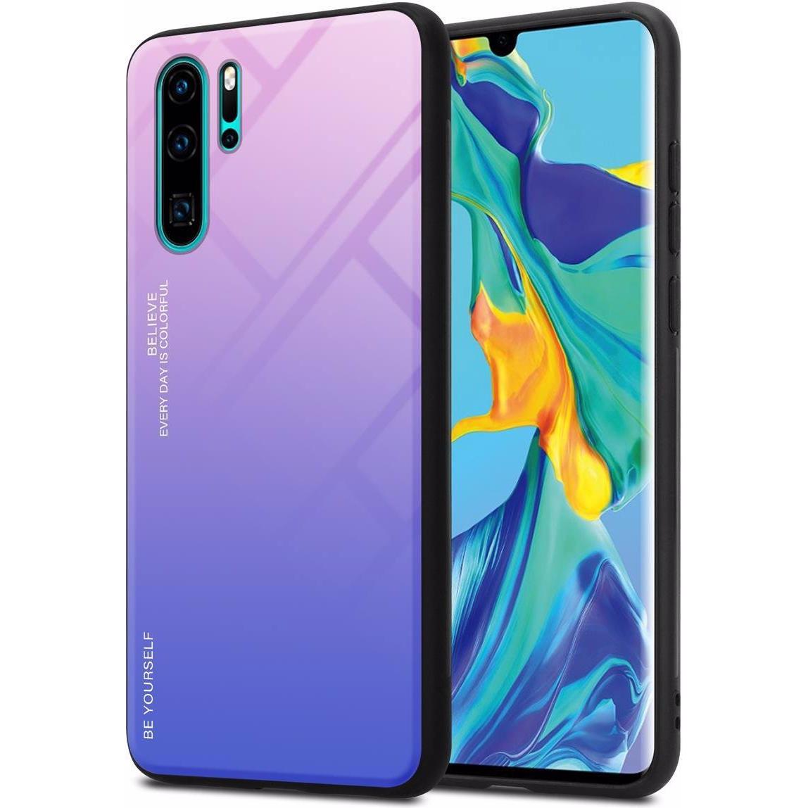 Cadorabo TPU 2 Farben Glas Cover (Huawei P30 Pro), Smartphone Hülle, Schwarz