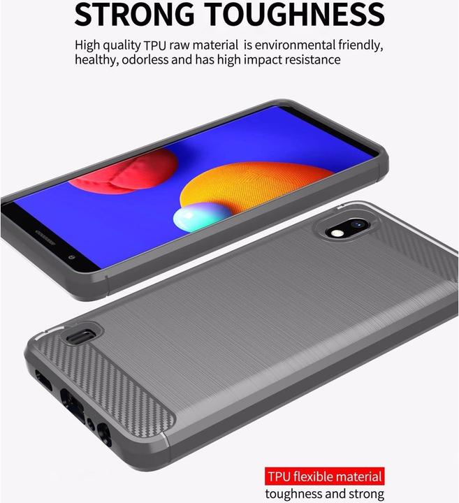 Actual product image Cadorabo TPU Ultra Slim carbon stainless steel Combi Cover (Samsung Galaxy A10, HTC One M10)