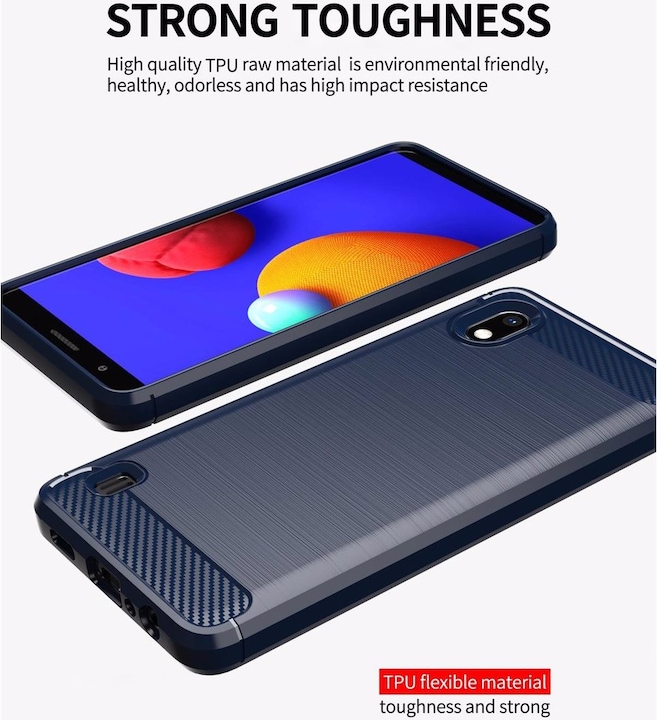 Actual product image Cadorabo TPU Ultra Slim carbon stainless steel Combi Cover (Samsung Galaxy A10, HTC One M10)