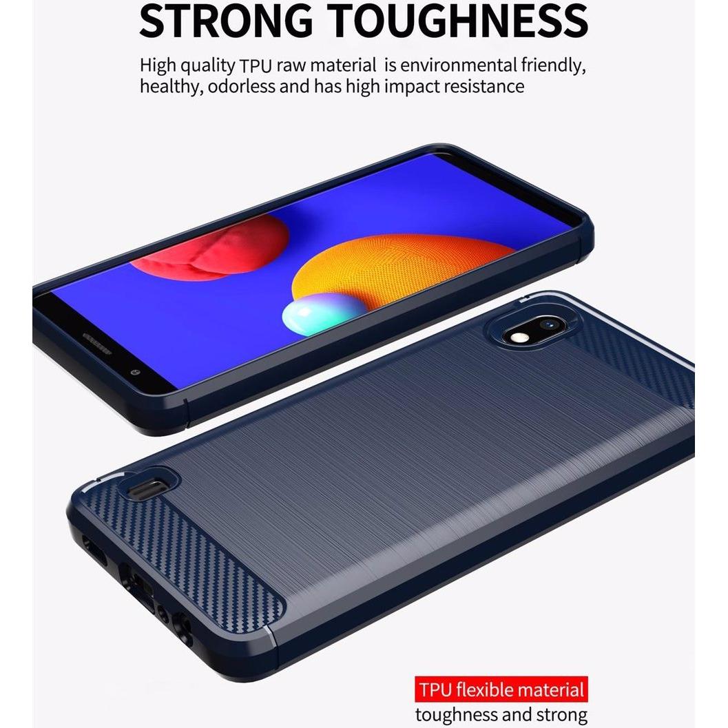Thumbnail - Cadorabo TPU Ultra Slim carbon edelstahl Kombi Cover (Samsung Galaxy M10, Samsung Galaxy A10), Smartphone Hülle, Blau