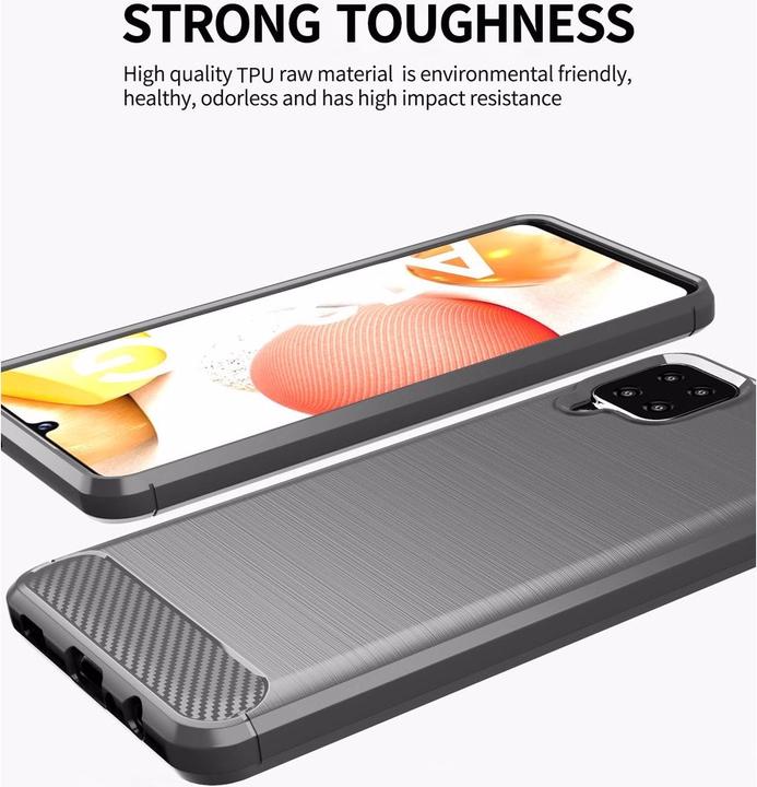 Actual product image Cadorabo TPU Ultra Slim carbon stainless steel Combi Cover (Samsung Galaxy A12, Samsung Galaxy M12)
