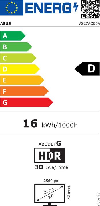 Etichetta energetica ASUS TUF Gaming VG27AQE5A 68.58cm (16:9) QHD HDMI DP (2560 x 1440 pixel, 27")