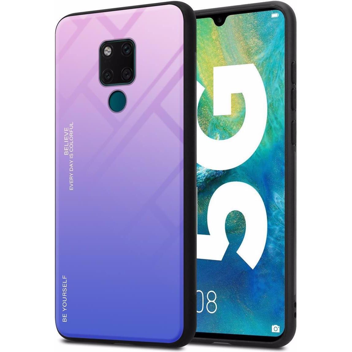 Cadorabo TPU 2 Farben Glas Cover (Huawei Mate 20), Smartphone Hülle, Schwarz