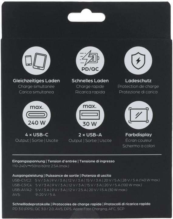 Produktbild Onit USB-Wandladegerät Desktop 4C2A 240 W GaN (240 W, 6 Ports)