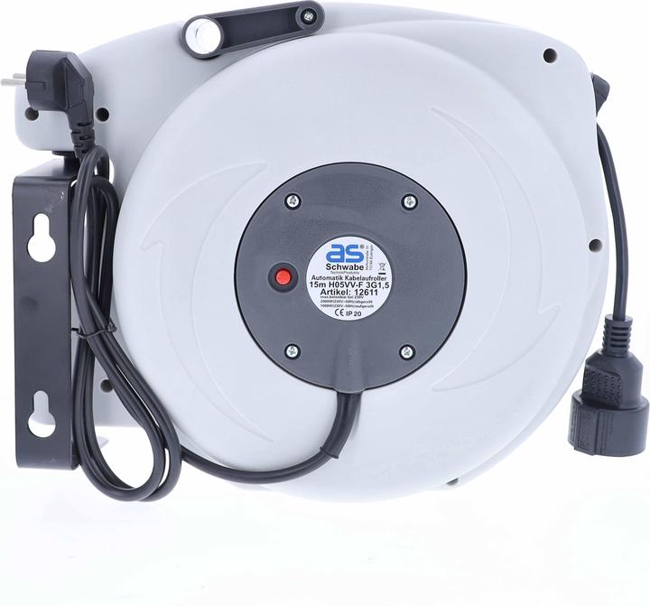 Actual product image As - Schwabe Retractable extension AS-SCHWABE H05VV-F 3G1,5 15m (15 m, 1.50 mm²)