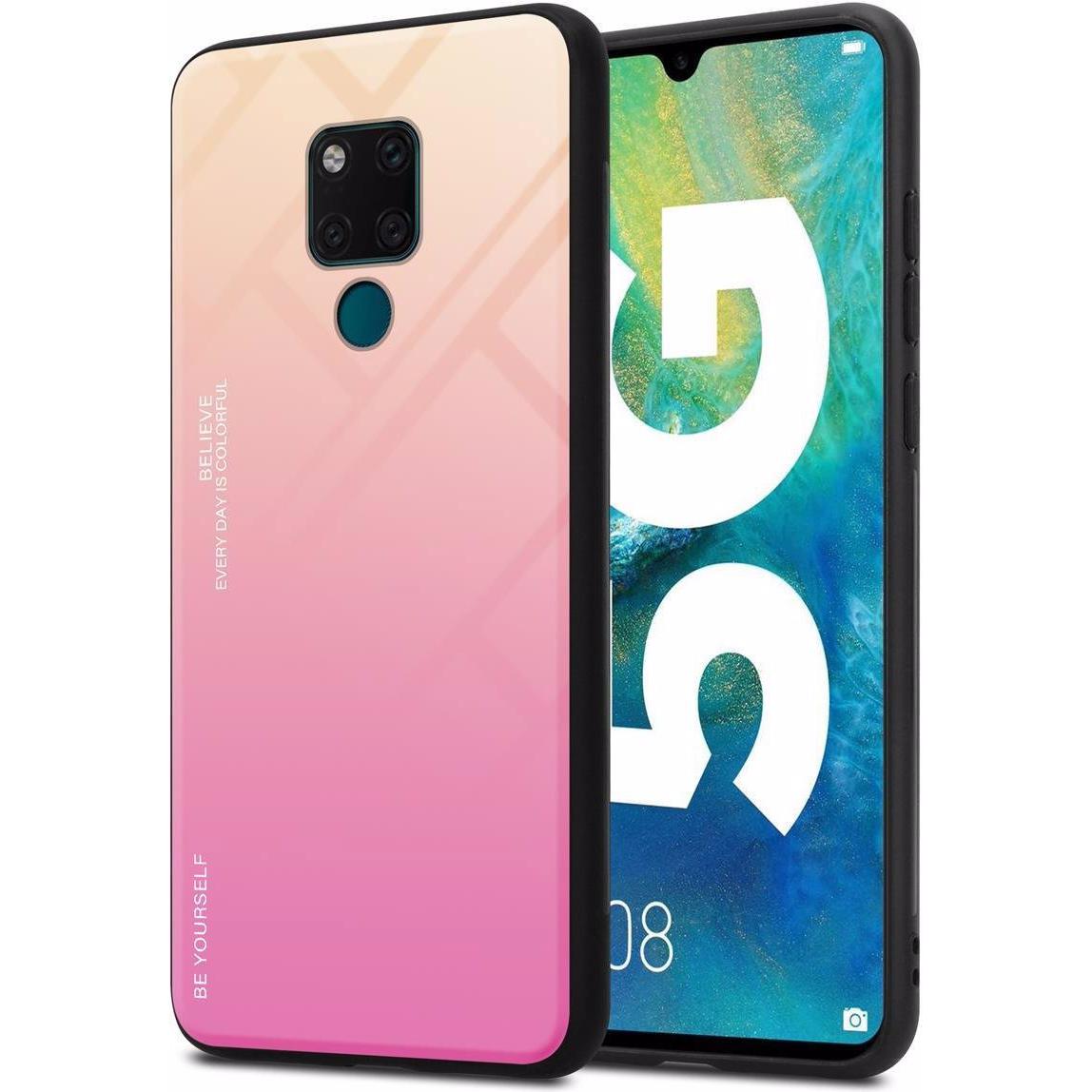 Cadorabo TPU 2 Farben Glas Cover (Huawei Mate 20), Smartphone Hülle, Schwarz