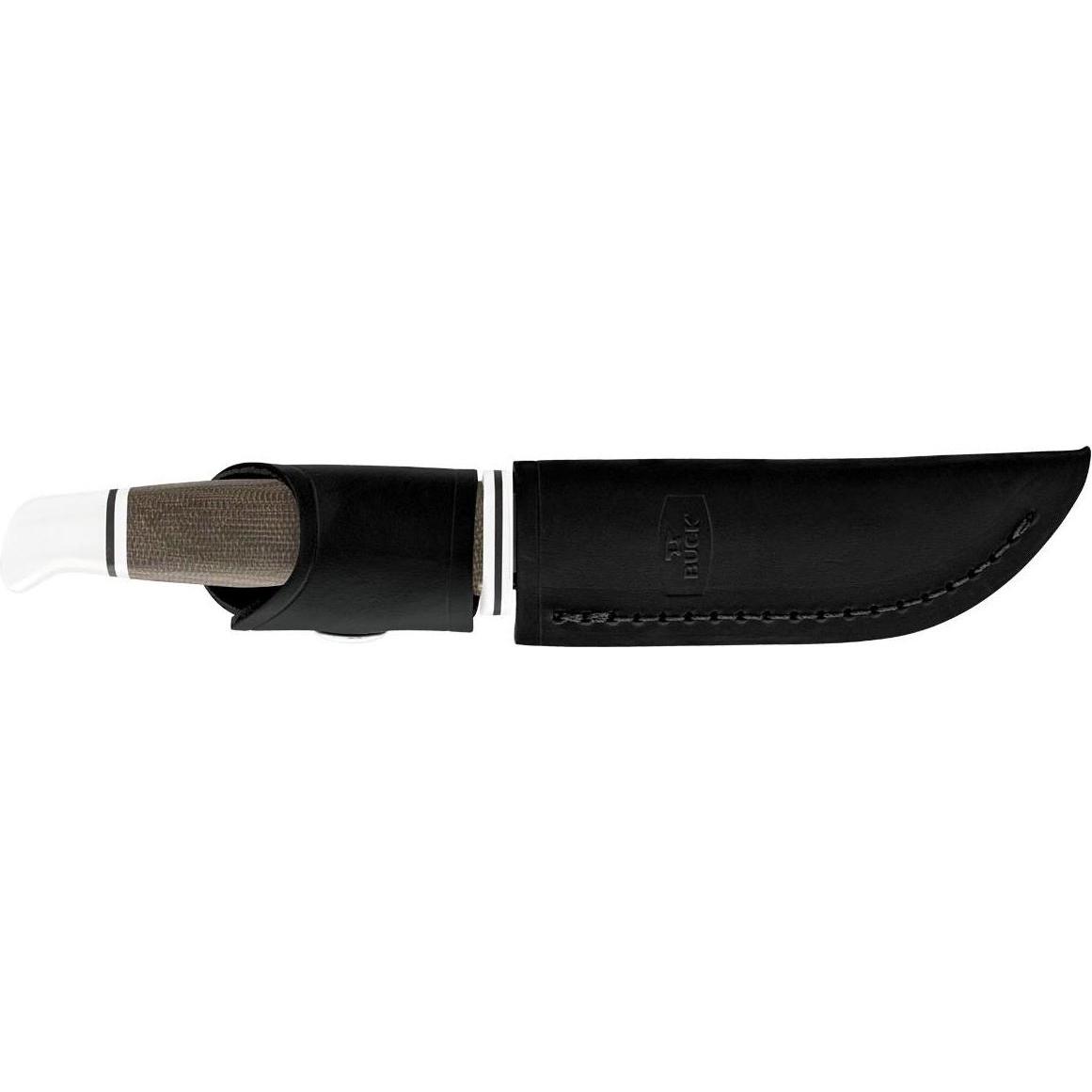 Thumbnail - Buck, Mehrzweckmesser, WOODSMAN PRO 102, S35VN Stahl, rostfrei, Leinen Micarta, Lederscheide (10.20 cm)