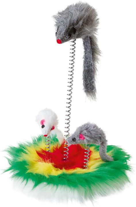 Produktbild Kerbl MOUSE SWING Fellmaus auf Feder 17 cm Durchmesser (Katzenminzespielzeug)