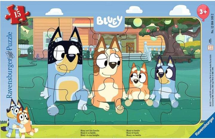 Ravensburger Kinderpuzzel - 12004109 Bluey - Framepuzzel voor kinderen vanaf 3 jaar, met 15 stukjes (15 onderdelen)