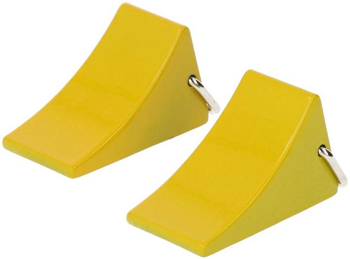 Actual product image Robitronic wheel chocks fuse yellow (2 pcs.) cast-iron clamping shoes