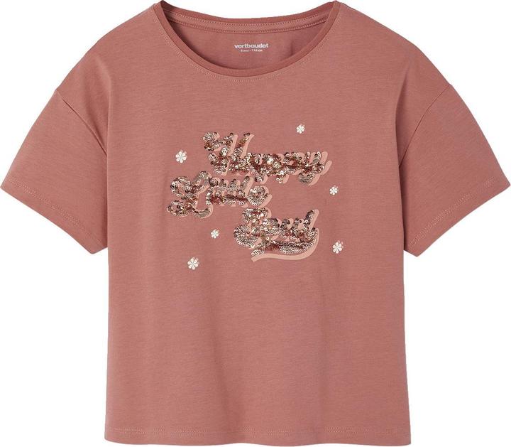 Immagine prodotto Vertbaudet Mädchen T-Shirt mit Wendepailletten und Recycling-Baumwolle (128)