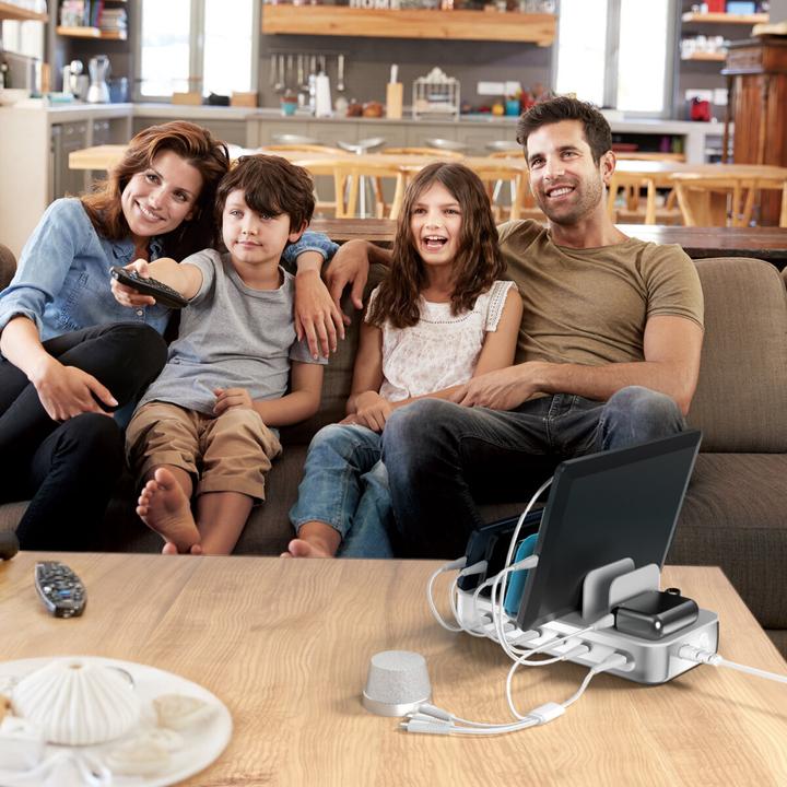 Image du produit 4smarts Ladestation Team 100W 5C/1A inkl. 6 Kabel Silber (100 W)