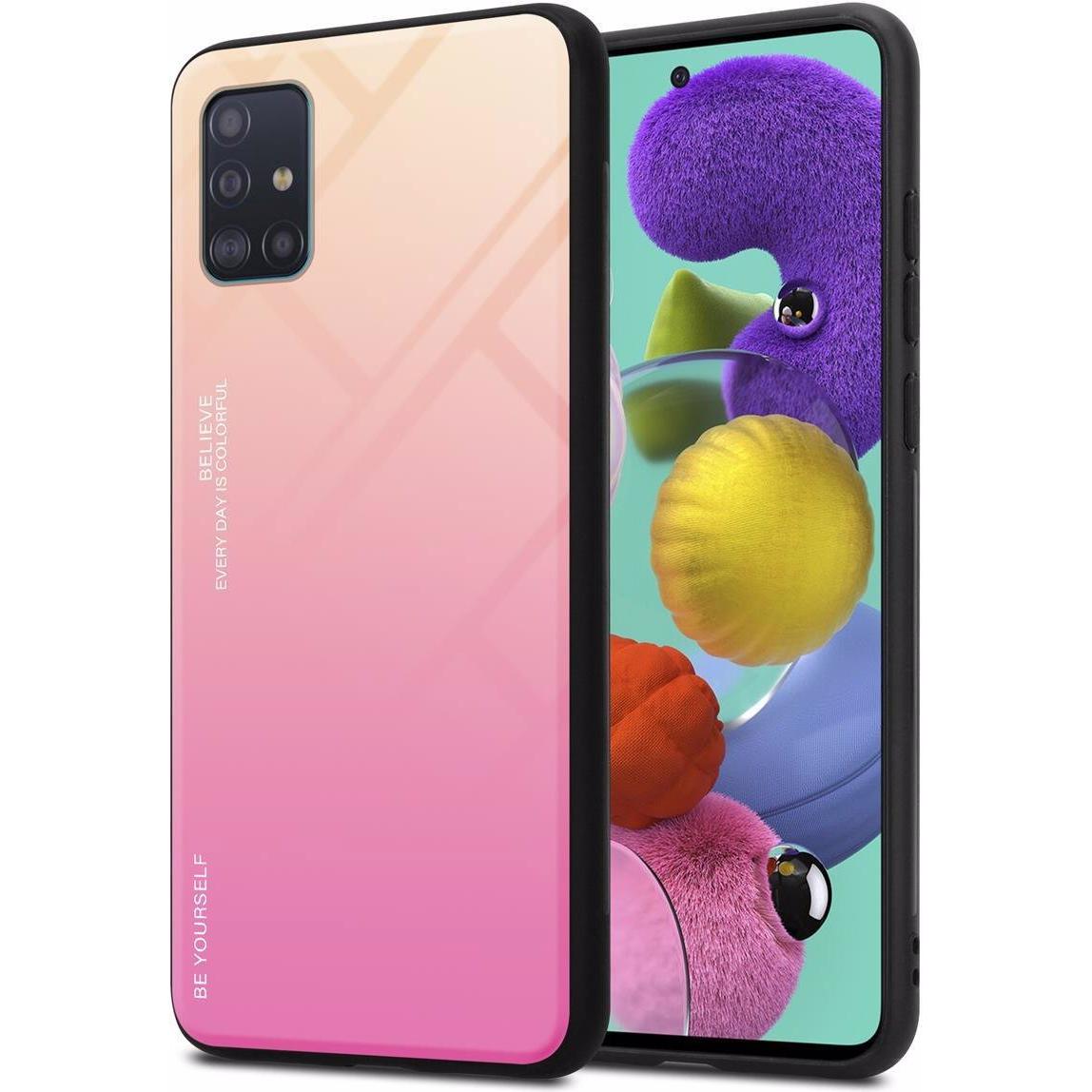 Cadorabo TPU 2 Farben Glas Cover (Samsung Galaxy M40s), Smartphone Hülle, Schwarz