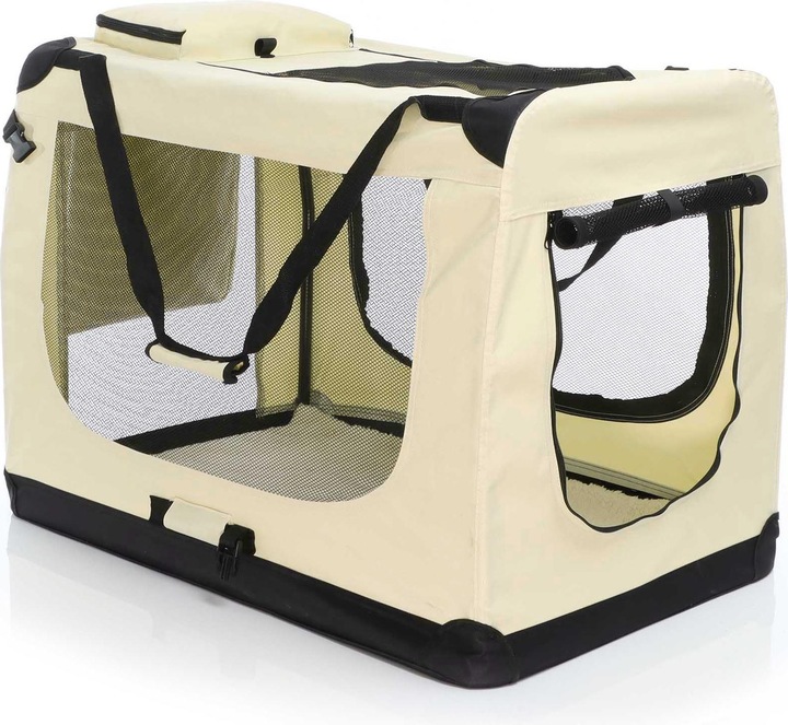 Produktbild Wiltec Fudajo Transportbox XXXL Faltbar Beige 100x69x69cm Hundebox Reisebox Katzenbox (Hund, Faltbar)